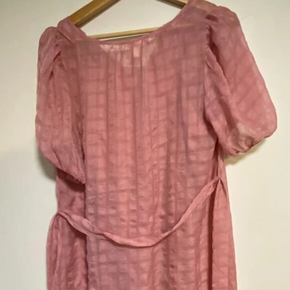 Caslon Pink Check Dusty Rose Textured Midi Dress - Size S - Picture 9 of 9